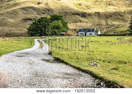 Amazing scottish landscape at Achnambeithach in Glencoe, Highlands, Scotland