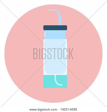 Flat vector water flosser, blue oral irrigator icon, waterpick, personal dental hygiene symbol, tooth care