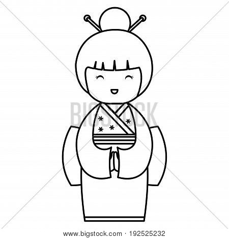 cute Little japanese doll vector illustration design