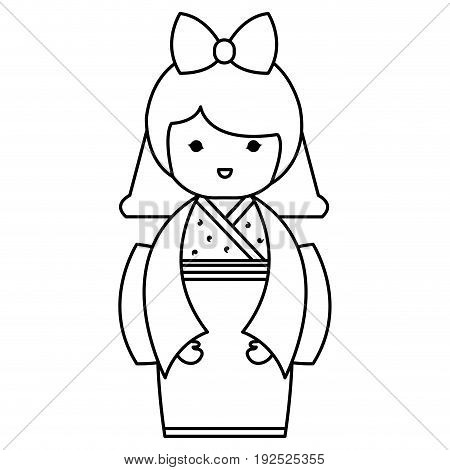 cute Little japanese doll vector illustration design