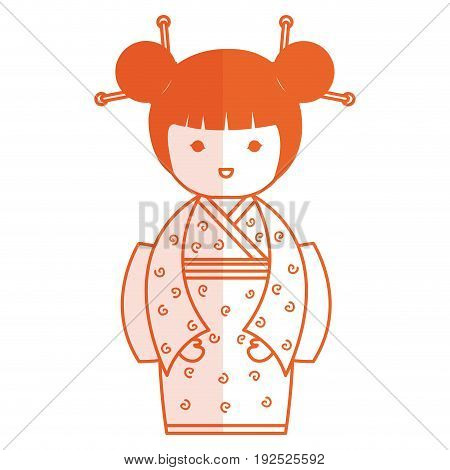 cute Little japanese doll vector illustration design