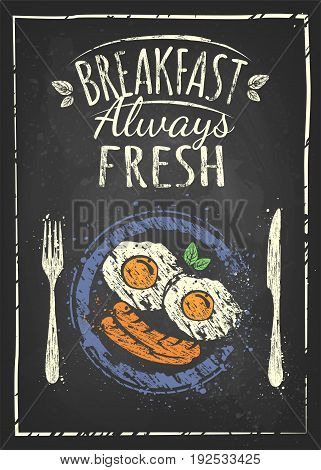 set with plates of fried and scrambled eggs on white background