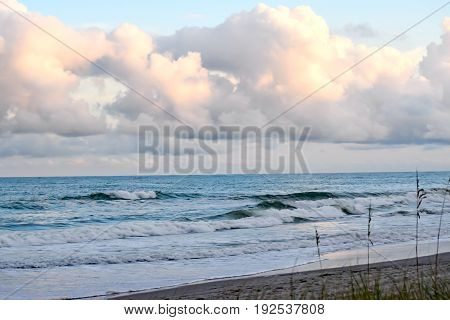 Waves crashing on the seashore at Myrtle Beach