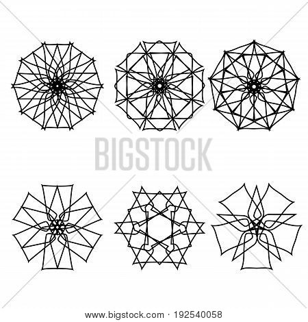Geometric pattern symbols fractale pentogramm astrology stamp label