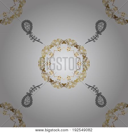 Seamless classic golden pattern. Vector traditional orient ornament. Golden pattern on gray background with golden elements.