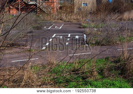 Old traffic training place or traffic garden in Roßlau in Germany