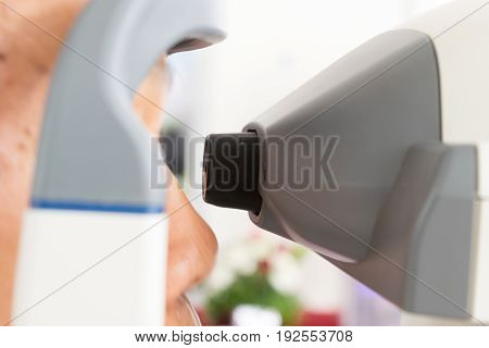 Measurement of eye pressure and eye examination