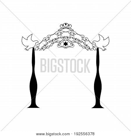 Vintage graphic Chuppah. Religious Jewish wedding canopy for. illustration on isolated background.