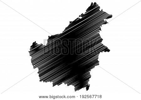 Borneo map vector illustration , scribble sketch Borneo