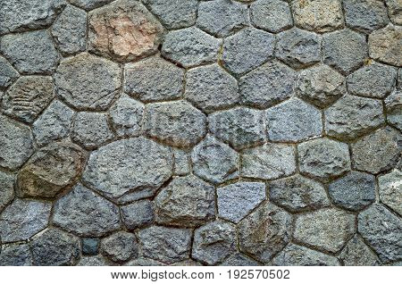 The Wall Built Of Irregular Stones Background. Texture Of Old Stonework. Space For Text. The Concept