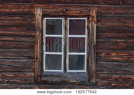 Halsingegard (Bortom aa) window of historic farm - Sweden Europe.