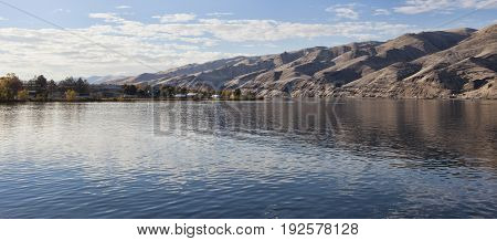 River that runs by Lewiston Idaho with ridges in the background