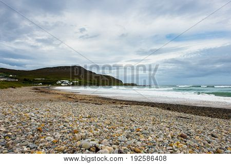Foamy waves at Pollan Bay beach Donegal