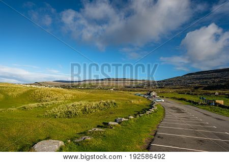 View of the Burren from the car park at Fanore beach Co. Clare.