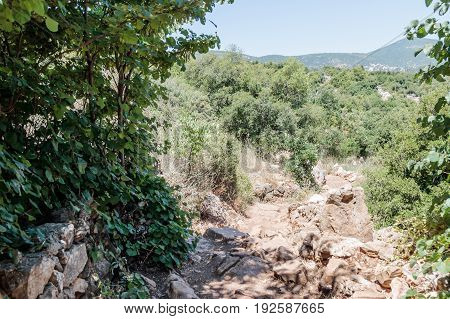 Path  Passing Through A Wooded Slope And Descending To The Amud River