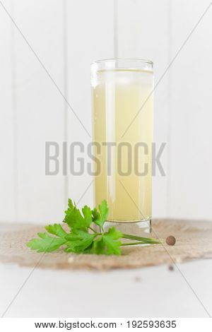 A Large Glass With Homemade Kvass. Cold Drink. Useful For Health.