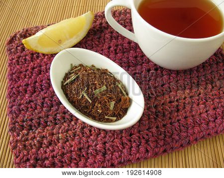 Brewed Rooibos tea with fresh lemon juice