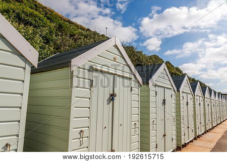 White Houses On The Beach, Whitel Door To Summer Cottages, Seaside Spot