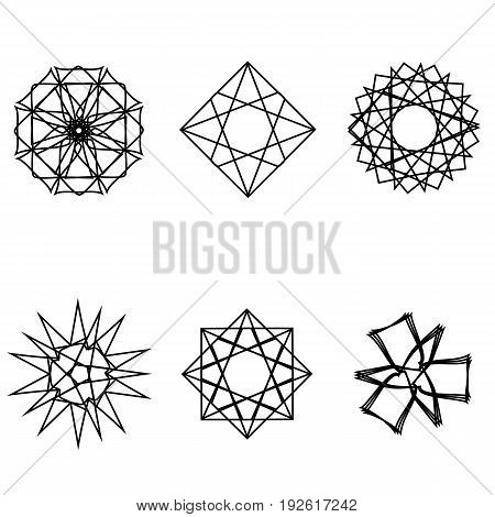 Geometric pattern icon logo star astrology set pentagram