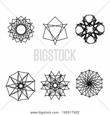 Geometric pattern icon logo star astrology set pentagram