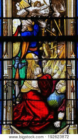 Stained Glass In Rouen Cathedral - St Catherine