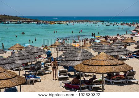 Nissi Beach Resort. White Sand And Crystal Clear Sea Water. Cyprus Island
