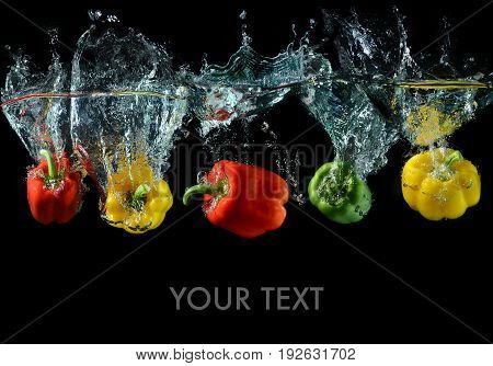 Splash Water With Droping Bell Peppers