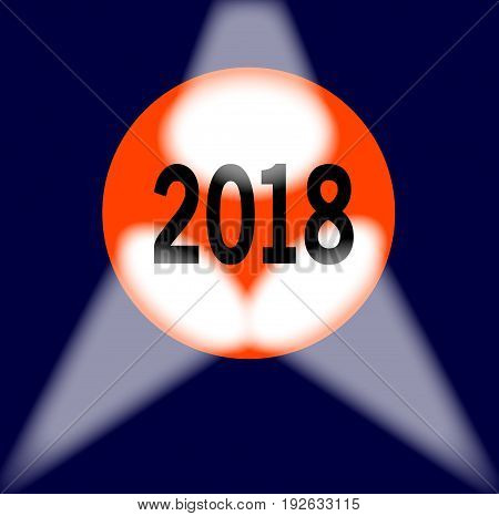 A spotlit globe with the year 2018 in large numbers.