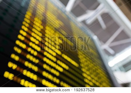 Out Of Focus Airport Departures Timetable Schedule Sign Information