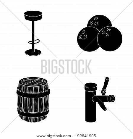 Restaurant, cafe, chair, bowling ball .Pub set collection icons in black style vector symbol stock illustration .
