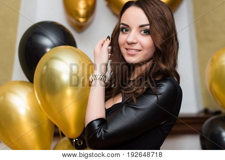 A Birthday Girl On Her 18Th Birthday With Baloons