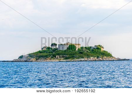 Ancient Fortress Is Located On The Island Of Mamula. Boka-kotor Bay. Montenegro.