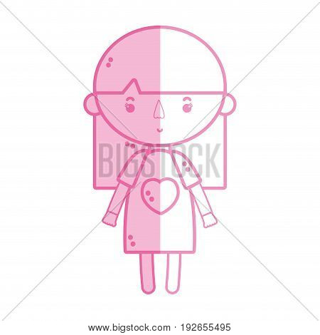 silhouette tender girl child with pijama and hairstyle vector illustration