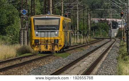 Yellow And Orange Train Near Kostov Station