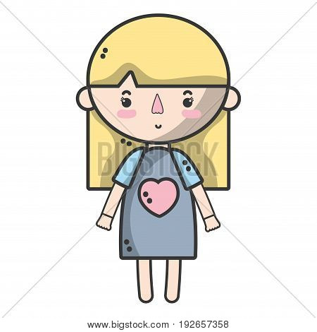 tender girl child with pijama and hairstyle vector illustration
