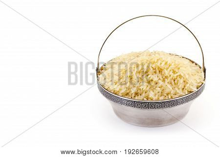 Rice In A Bowl On A White Background