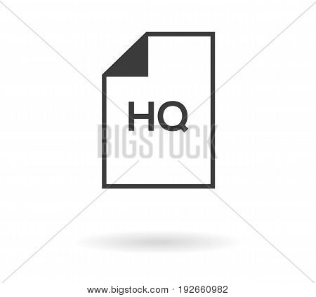 Icon Of File With Hq Text - High Quality, Black Silhouette On White