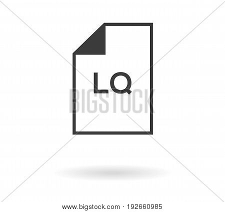 Icon Of File With Lq Text - Low Quality, Black Silhouette On White