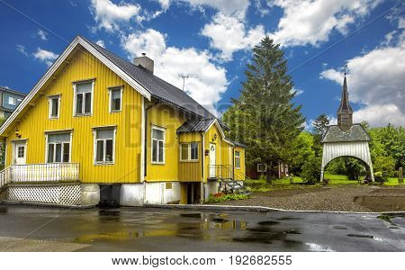 View Of Typical Norwegian Houses In Sortland.