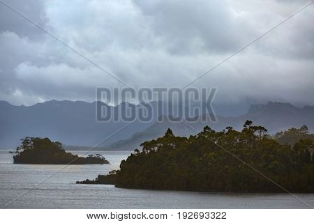 Mysterious lake landscape in Tasmania, Lake Pedder