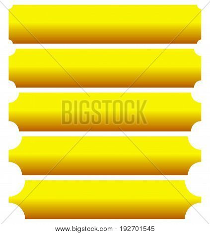 Set Of Metal Plaque, Banner Shapes. Precious Metal Bars With Corner Effect. Rectangle Buttons