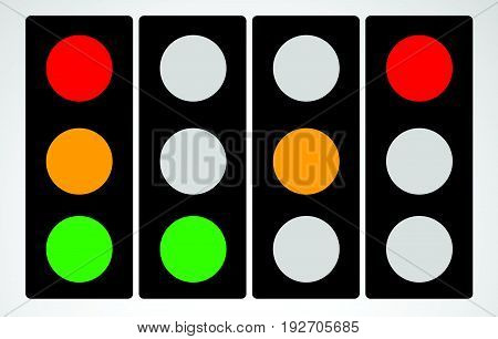 Traffic Lamp, Traffic Light, Semaphore Icon Set For Transportation Or Control Concepts