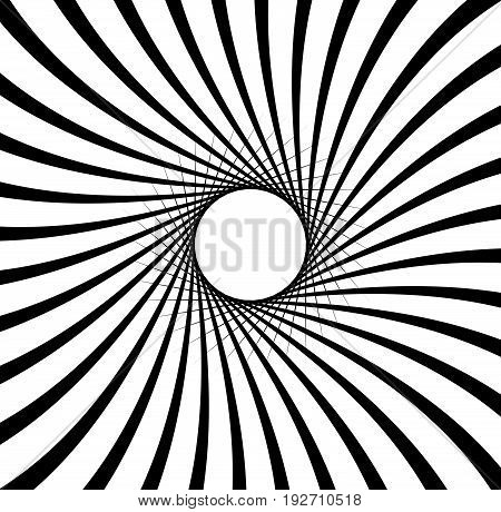 Abstract Pattern With Radial Lines. Radial, Radiating Lines With Distortion Effect. Circular Geometr