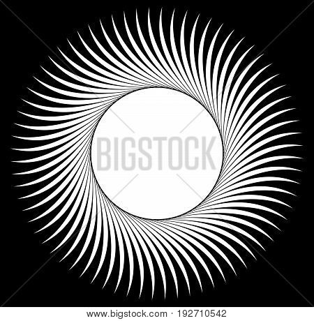 Abstract Pattern With Radial Lines. Radial, Radiating Lines With Distortion Effect. Circular Geometr