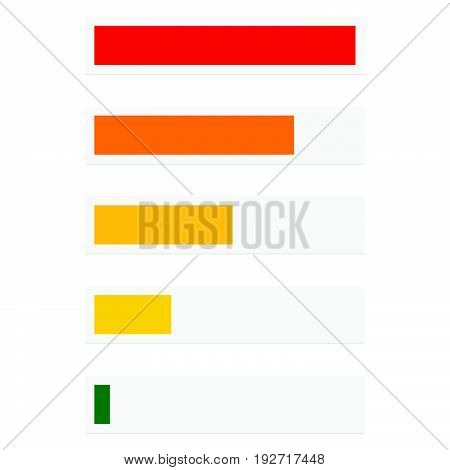 Progress Bar, Level Indicator In Perspective. 6-step Progress Bar With Green, Yellow, Red Colors. Pr