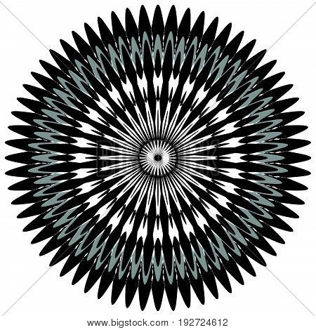 Generic Circular Motiff, Mandala. Abstract Grayscale Geometric Element