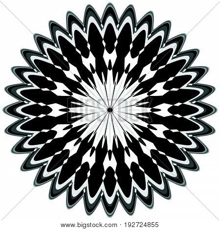Generic Circular Motiff, Mandala. Abstract Grayscale Geometric Element