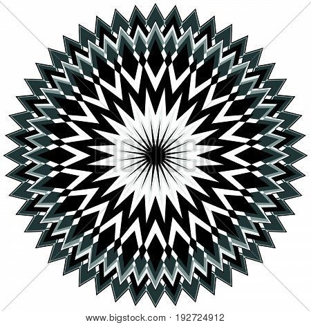 Generic Circular Motiff, Mandala. Abstract Grayscale Geometric Element