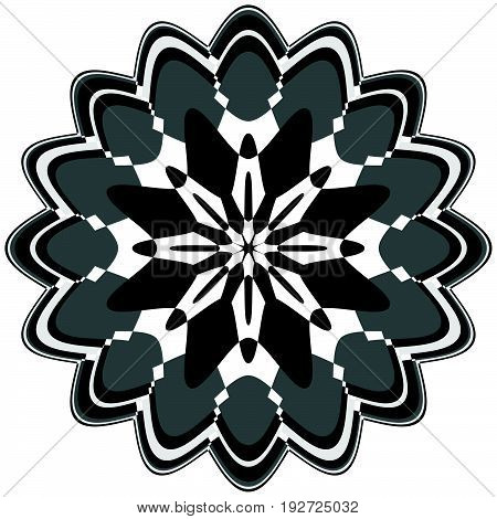 Generic Circular Motiff, Mandala. Abstract Grayscale Geometric Element