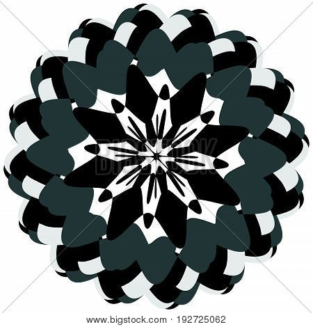 Generic Circular Motiff, Mandala. Abstract Grayscale Geometric Element